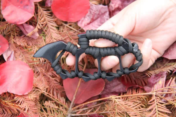 Black Four Fingers Brass Knuckle with Paracord Wrapping #1 - Image 3