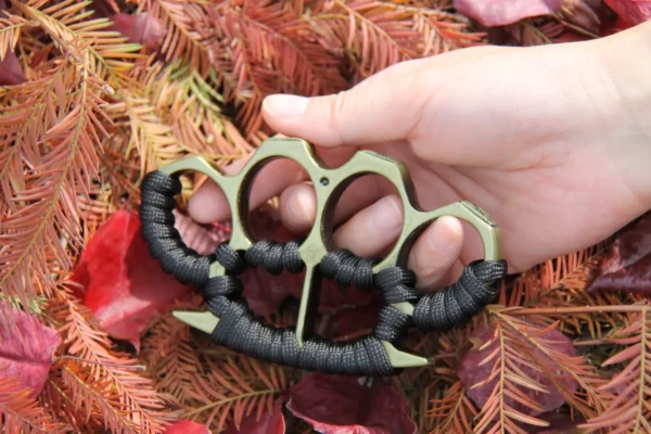 Bronzy Four Fingers Brass Knuckle with Paracord Wrapping #3 - Image 3